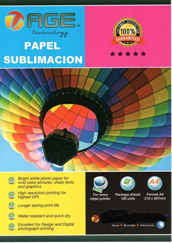 Papel De Foto Matte Sublimacion Age X  Un (paq X 100hjs)