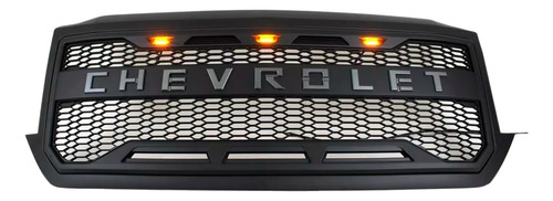 Parrilla En Negro Mate Para Chevrolet Silverado C/led 16-18