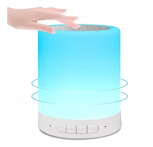 Bocina Bluetooth Y Lámpara De Mesa Led Recargable Touch