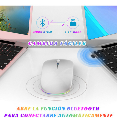 Y 2pzas Mouse Inalámbrico Recargable Receptor Y Bluetooth