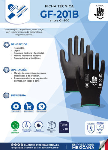 Guante De Trabajo Pu Gf-201b Gisa #8 Gris
