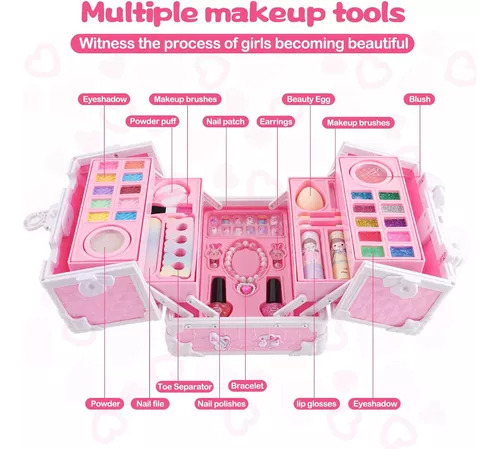 Juego De Maquillaje Para Niñas Maquillaje Lavable Rosa