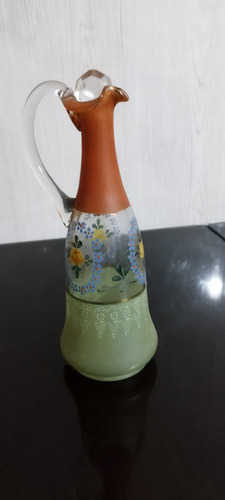 Botella Antiguo De Vidrio, Decorada.