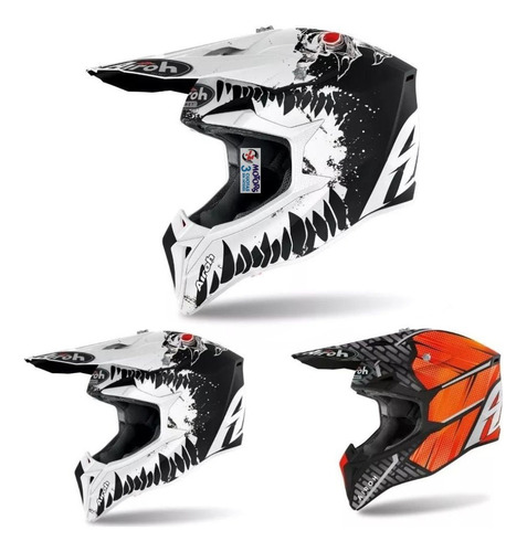 Jm Casco Motocross Airoh Wraap Beast Matt Mx Negro Blanco