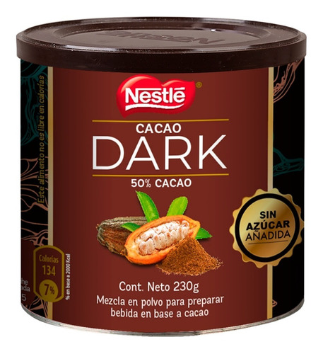 Imagen 1 de 1 de Cacao Dark En Polvo Nestlé® Tarro 230g