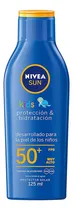 Comprar NIVEA SUN KIDS Protector Solar Corporal Protect & Moisture (125 ml), Loción Solar No Grasosa ni Pegajosa Ideal para la Piel Sensible de los Niños FPS 50+ Resistente al Agua