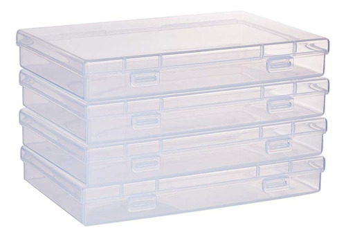 Paquete De 4 Cajas Grandes De Plástico Transparente De...