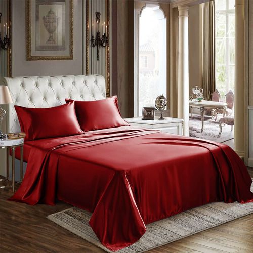 Cozylux Satin Sheets King Size 4 Piezas Sabanas Sedosas Jue