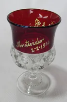 Comprar Antigua Copa Vidrio Tipo Rubi, Con Lindos Detalles, Año 1914