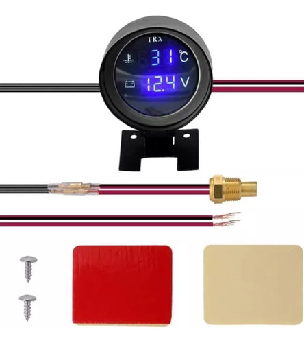 Reloj Medidor De Temperatura Voltaje Para Vehiculos 12v 24v