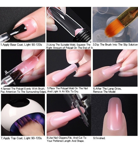 Polygel Kit 6w Lámpara Led Para Juego De Extensión De Uñas