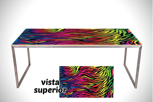 Vinilo Para Mesa Rainbow Animal Print Cebra Pin Up