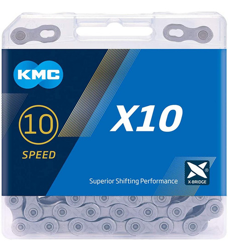 Corrente Kmc X10 Silver Prata 116l 10v 2x10v 3x10v Speed Mtb