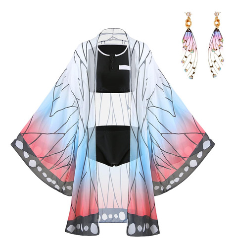 Disfraz De Cosplay De Shinobu Kocho Kimono Capa Cubrirse Con