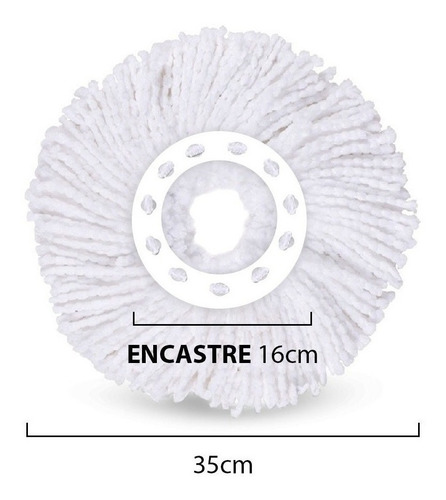 Repuesto Mopa Redonda Universal Para Balde Centrifugos Color Blanco