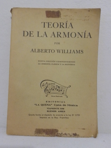 Teoría De La Armonía - Clásica Y Moderna- Alberto Williams 