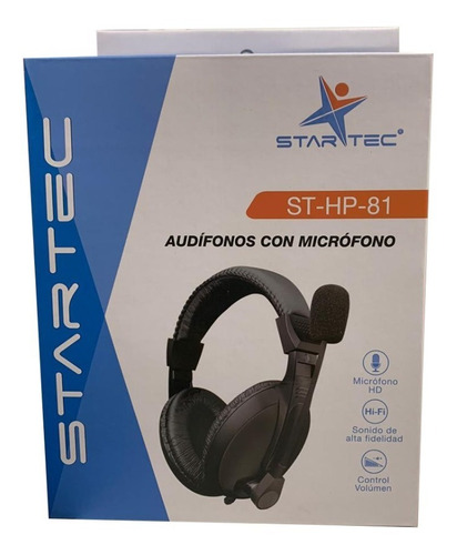 Imagen 3 de 3 de Audifonos Diadema Star Tec 3.5 Mm Negro Con Microfono St-hp-