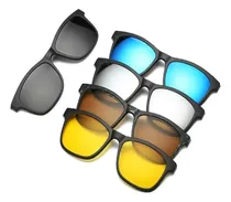 Comprar Jogo 5 Lentes P\u002F Óculos De Sol Clip On Magnético Reposição Cor 2201a (lentes) Armação Preto Lente Prateado