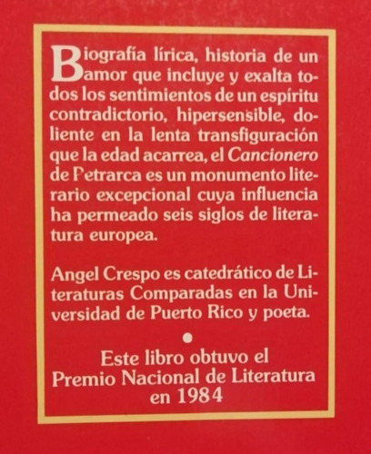 Cancionero - Francesco Petrarca - Ediciones B - 1988