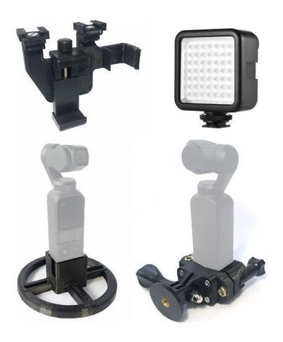 Kit 4 Em 1 Para Osmo Pocket - Suportes Adaptadores E Led