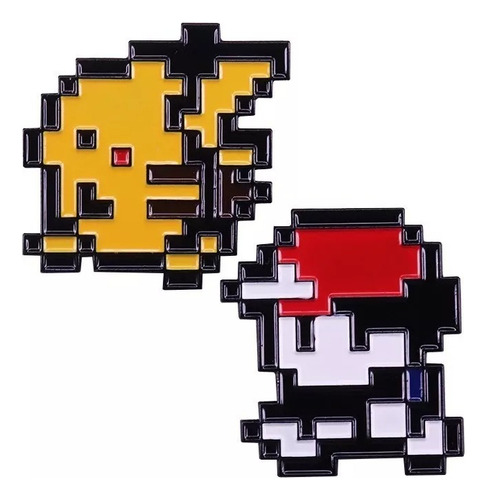 Broche Boton Pin Metalico Pokemon Ash Pikachu Game Boy Pixel