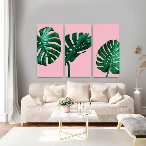 Set Cuadros Decorativos Pink Para Salas Arte Moderno + Marco
