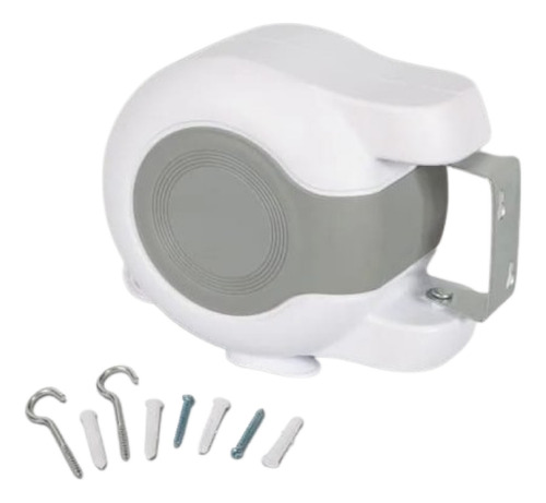 Tendedero Retractil Doble Linea Colgador Pared Cuerda Blanco