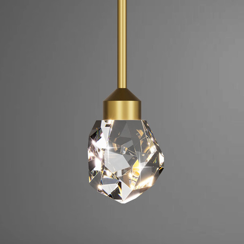 Lámpara Colgante De Cristal Dorado Moderna Con Led Integrado