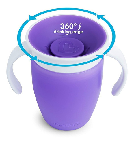 Vaso 360 Antiderrame Munchkin Verde / Azul / Rosado / Morado