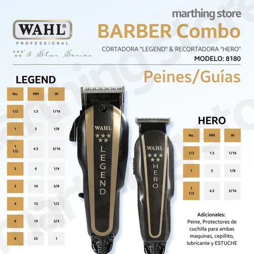 Maquina Cortadora Wahl Profesional Barber Combo Legend Hero