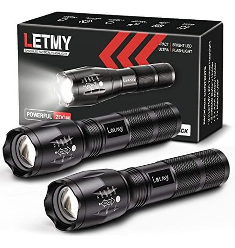 Letmy Led Linterna Táctica S1000 Pro - 2 Pack Bright, Bbfsl