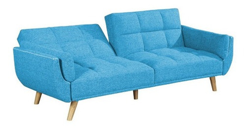 Sofa Cama Varios Cuerpos Tela Living Comedor Celeste Bauti