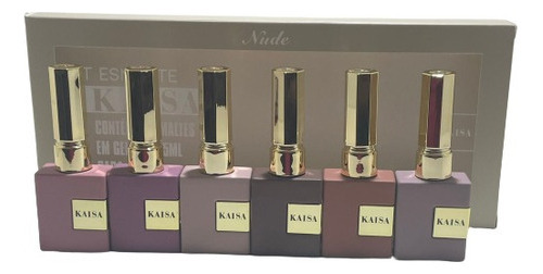 6 Esmaltes Em Gel Kaisa Luxo Tons Nude 15ml Premium Cor Coleção-Nude