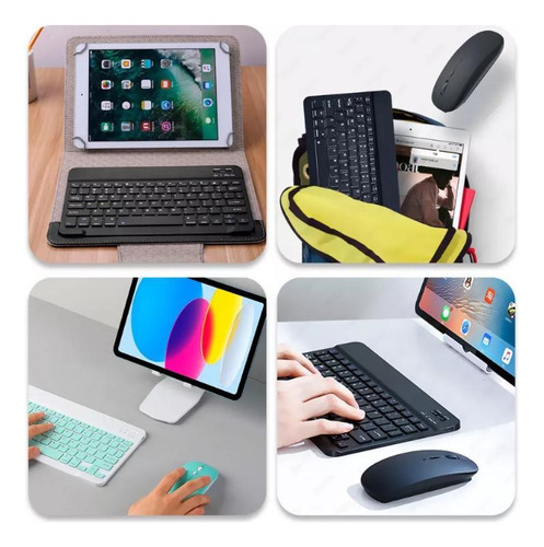 Kit Teclado Mouse Sem Fio Bluetooth Tablet Notebook Color