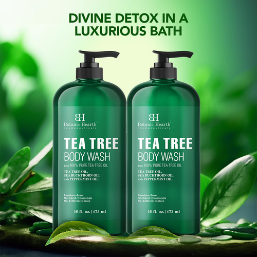 El Gel De Baño Botanic Hearth Tea Tree, 473 Ml, Alivia La Pi