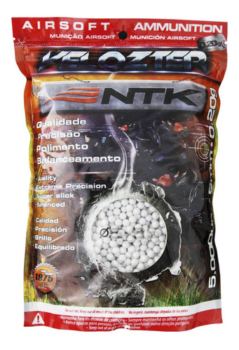 Munição Esferas Bbs Airsoft Ntk Velozter 0,25g 6mm - 4000un.