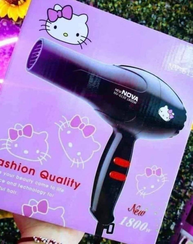 Secadora De Cabello Negra Hello Kitty Sanrio Kuromi Portatil Negra