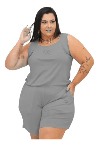 Macacão preto curto plus deals size