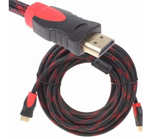 Cable Hdmi A Hdmi 5 Mt - Enmallado Rojo Con Negro