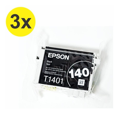 Kit 3x Cartucho 140 T140 T1401 Black Preto Original Epson