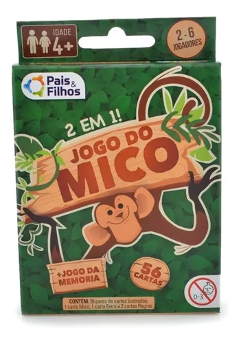 Jogo Do Mico + Jogo Da Memória Com 56 Cartas Ilustradas