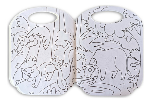 Libro Maletita Infantil Para Colorear C/ Stickers Jungla