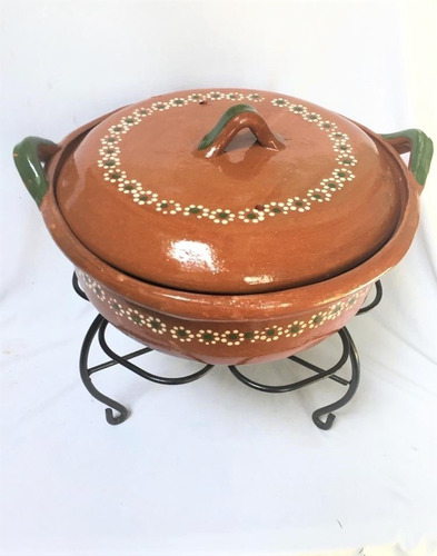 Imagen 1 de 7 de Sartenes O Cazuela De Barro Para 4 Kg, Con Base De Herreria 3 Juegos