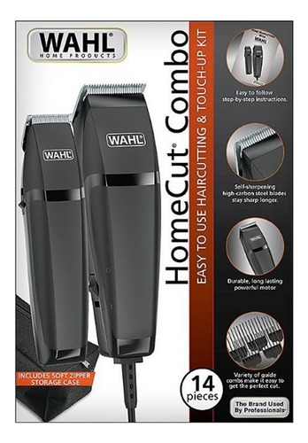 Maquina Corte Cabello Patillera Combo Barbero Wahl Homecut Color Negro 110v