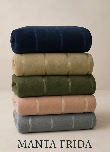 Manta Frida Flannel Camaro 2 1/2 Plazas Invierno Con Tramado Beige
