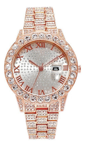 Reloj Luxury Unisex Strass Brillos Diamante Ice Calendario