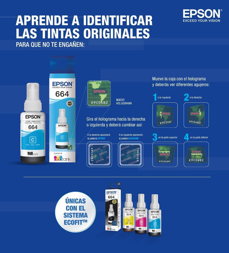 Botella De Tinta Epson Original T664220 Azul Cian Ecotank