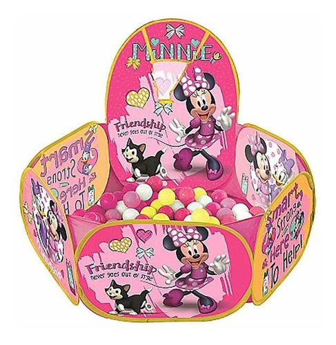 Piscina De Bolinha Minnie Disney C/ Cesta 100 Bolinhas Zippy