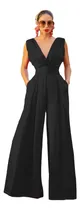 Comprar Enterizos Elegante Dama Moda Escote V Cintura Alta Sin Manga