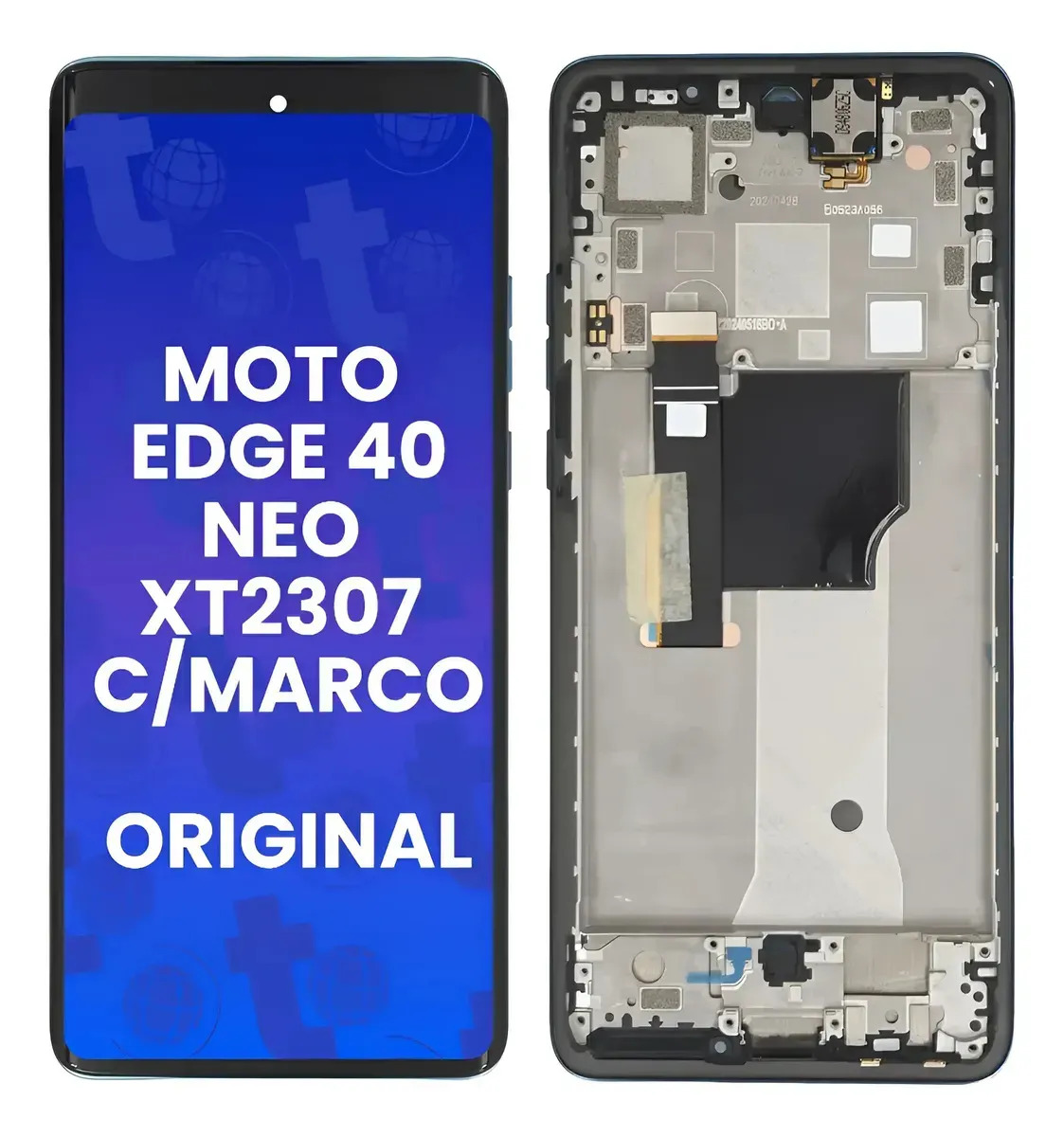 Modulo Motorola Moto Edge 40 Neo XT2307 Con Marco Pantalla Display Touch OLED Tactil Completo Repuesto Celular Componente Frente Negro Calce Perfecto Servicio Tecnico